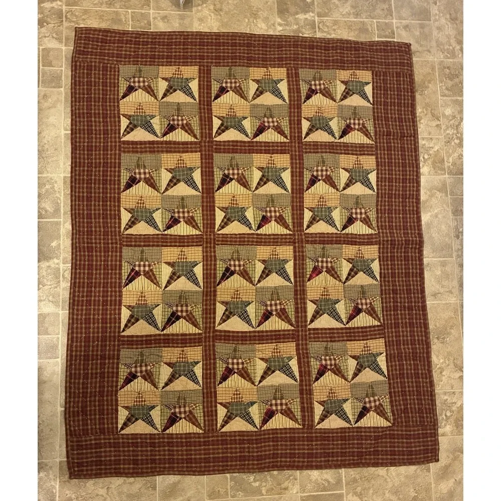 Primitive Country Star Quilted Blanket Cottagecore